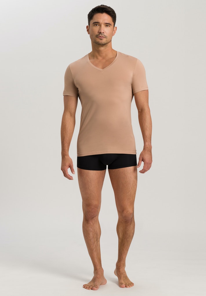 Cotton Superior - Short-Sleeved V-Neck Top - HANRO