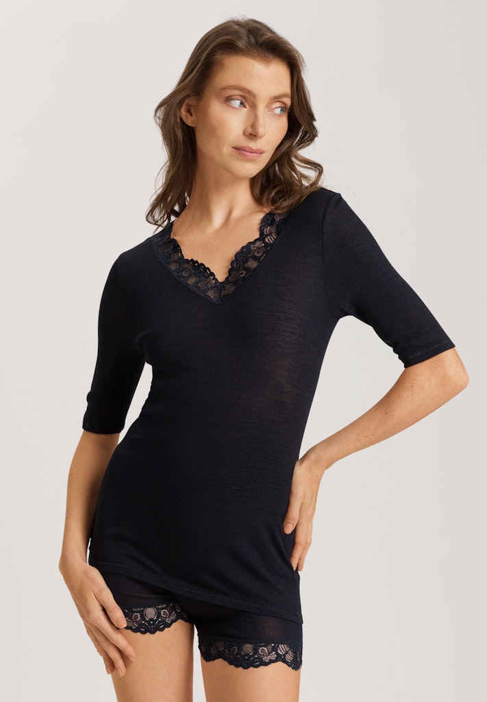 Woolen Lace - Short Sleeved Shirt - HANRO