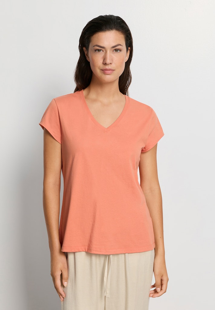 Natural Shirt - Short Sleeved Shirt V-Neck - HANRO