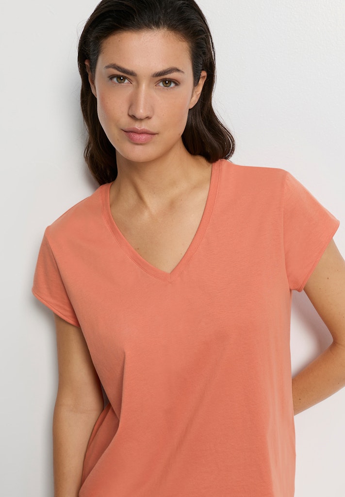 Natural Shirt - Short Sleeved Shirt V-Neck - HANRO