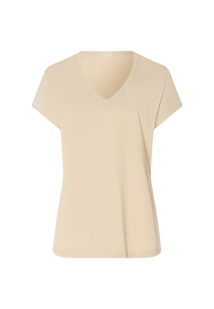 Natural Shirt - Short Sleeved Shirt V-Neck - HANRO