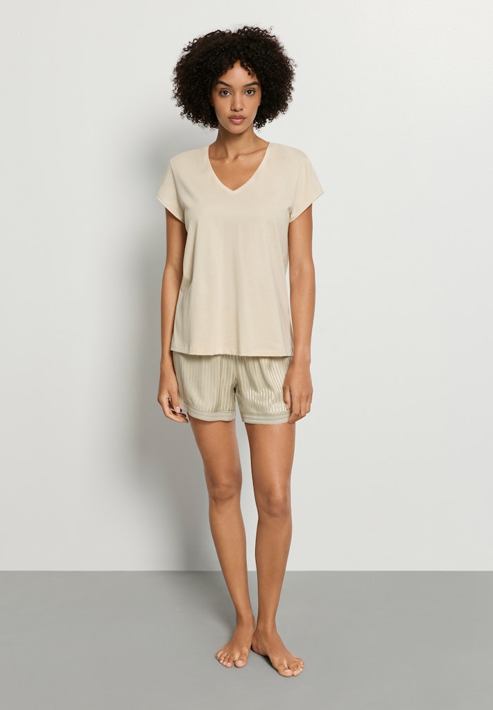 Natural Shirt - Short Sleeved Shirt V-Neck - HANRO