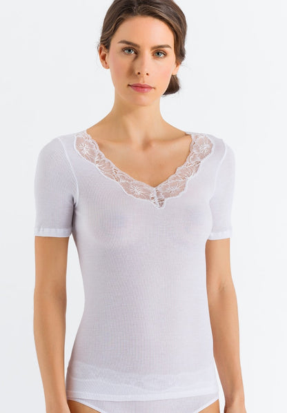 Lace Delight - Cotton Short Sleeved Top - HANRO